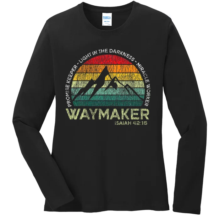 Vintage Waymaker Promise Keeper Miracle Worker Christian Ladies Long Sleeve Shirt