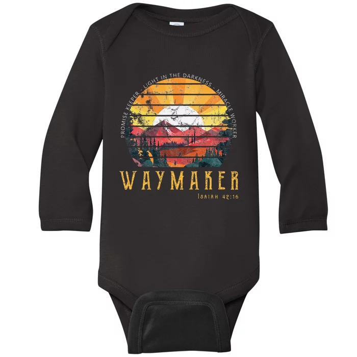 Vintage Waymaker Promise Keeper Miracle Worker Christian Baby Long Sleeve Bodysuit