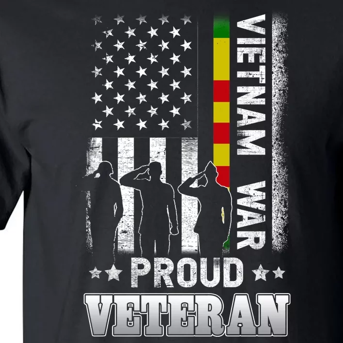 Vietnam War Proud Veteran For Military American Flag Patriotic Tall T-Shirt