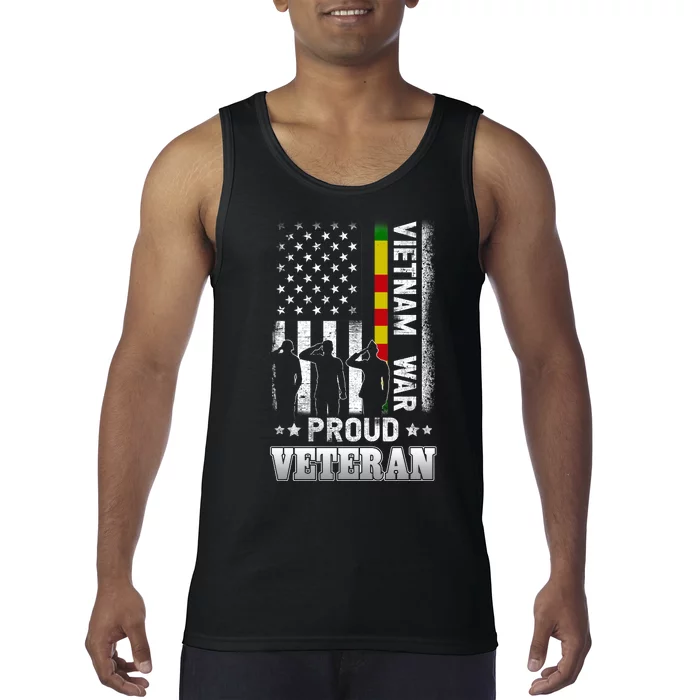 Vietnam War Proud Veteran For Military American Flag Patriotic Tank Top