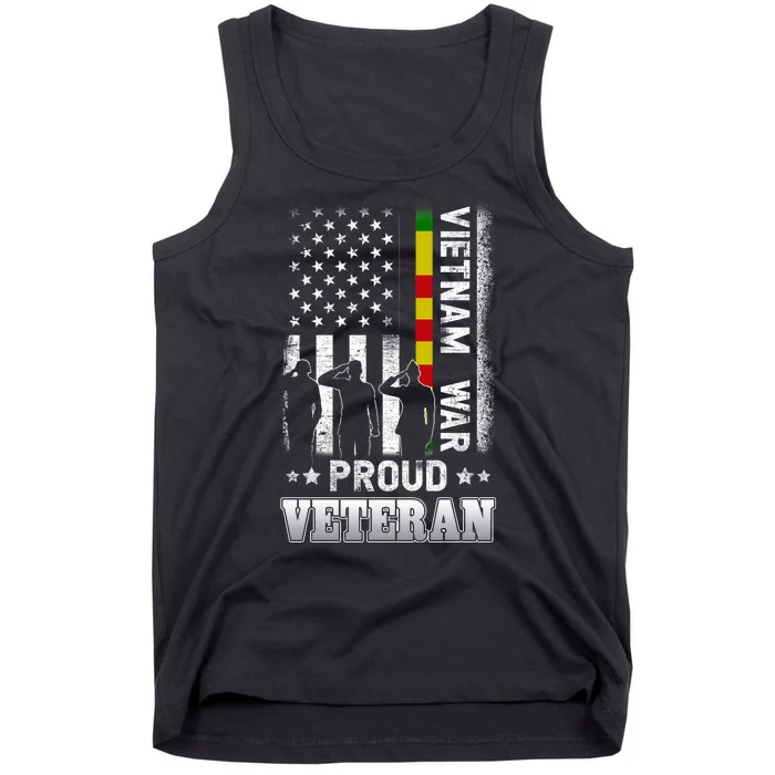 Vietnam War Proud Veteran For Military American Flag Patriotic Tank Top