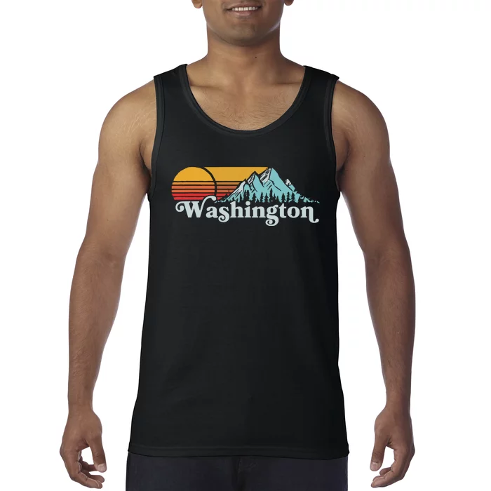 Vintage Washington Retro Distressed Mountains Graphic Tank Top