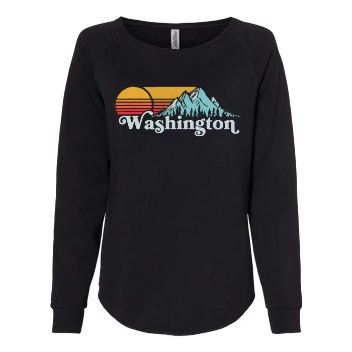 Vintage Washington Retro Distressed Mountains Graphic Womens California Wash Sweatshirt