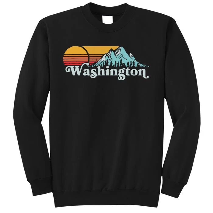 Vintage Washington Retro Distressed Mountains Graphic Tall Sweatshirt