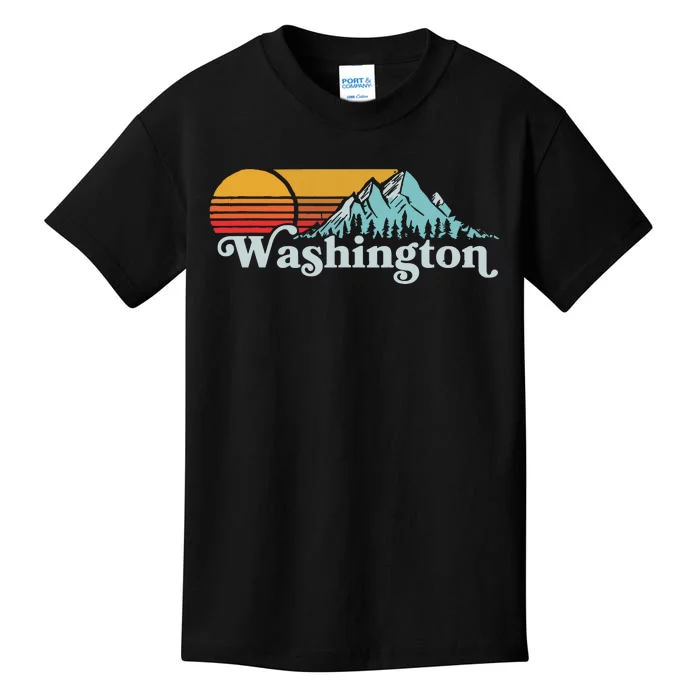 Vintage Washington Retro Distressed Mountains Graphic Kids T-Shirt