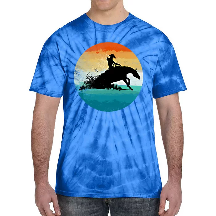 Vintage Western Rider Reining Horse Quarter Sliding Stop Meaningful Gift Tie-Dye T-Shirt