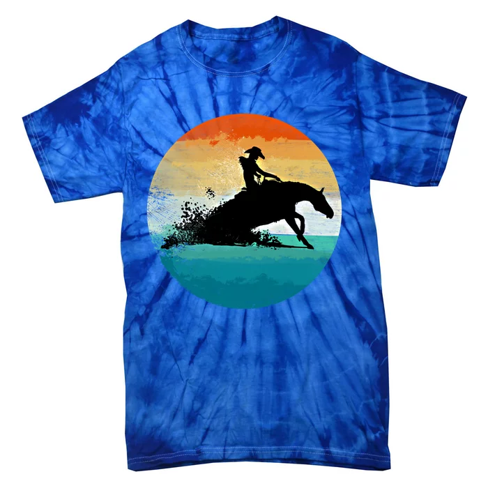 Vintage Western Rider Reining Horse Quarter Sliding Stop Meaningful Gift Tie-Dye T-Shirt