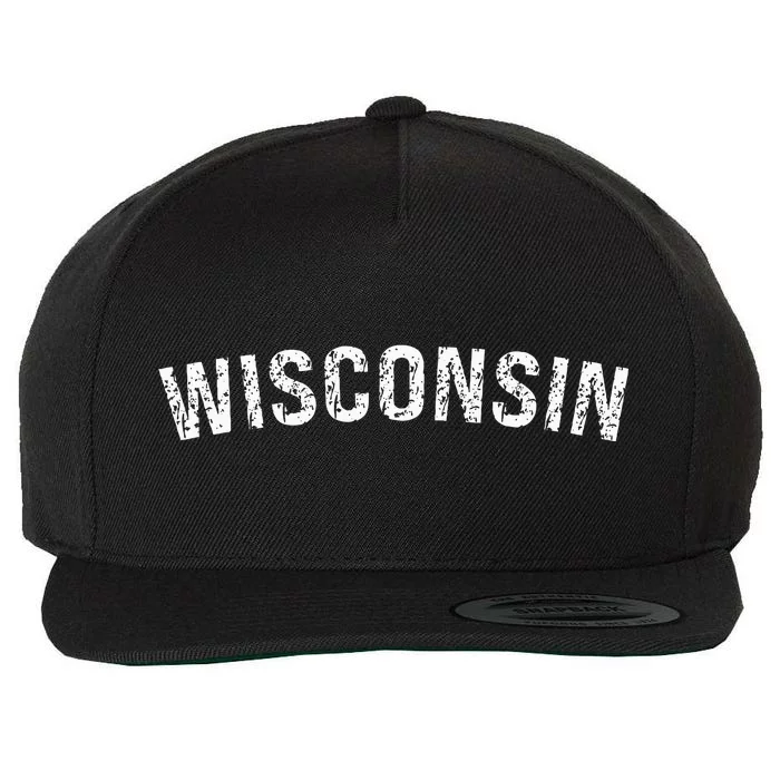 Vintage Wear Red For Wisconsin Wool Snapback Cap