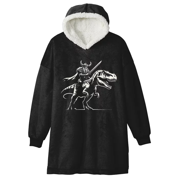 Viking Warrior Riding Trex Dinosaur Hooded Wearable Blanket