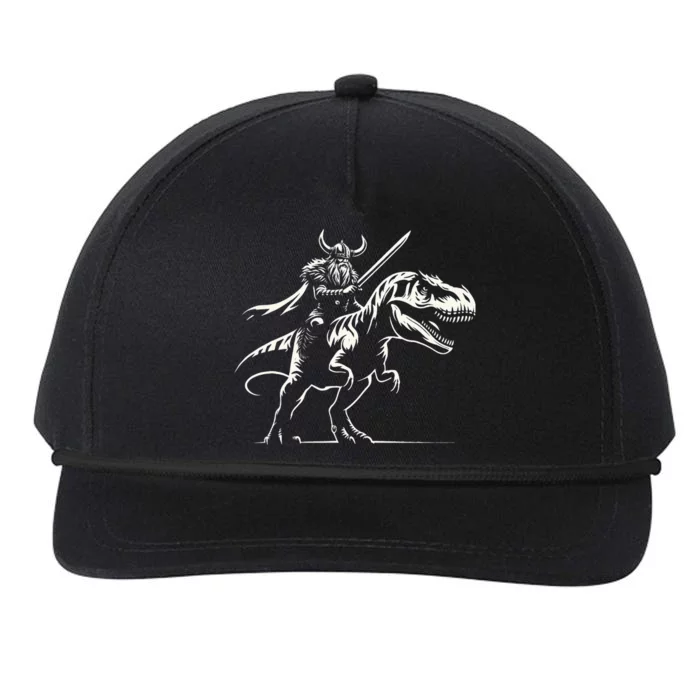 Viking Warrior Riding Trex Dinosaur Snapback Five-Panel Rope Hat