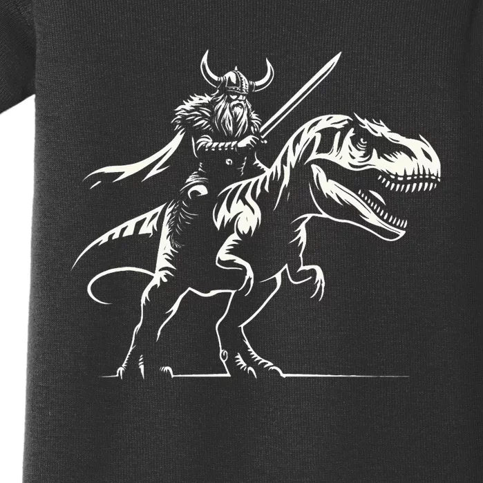 Viking Warrior Riding Trex Dinosaur Baby Bodysuit