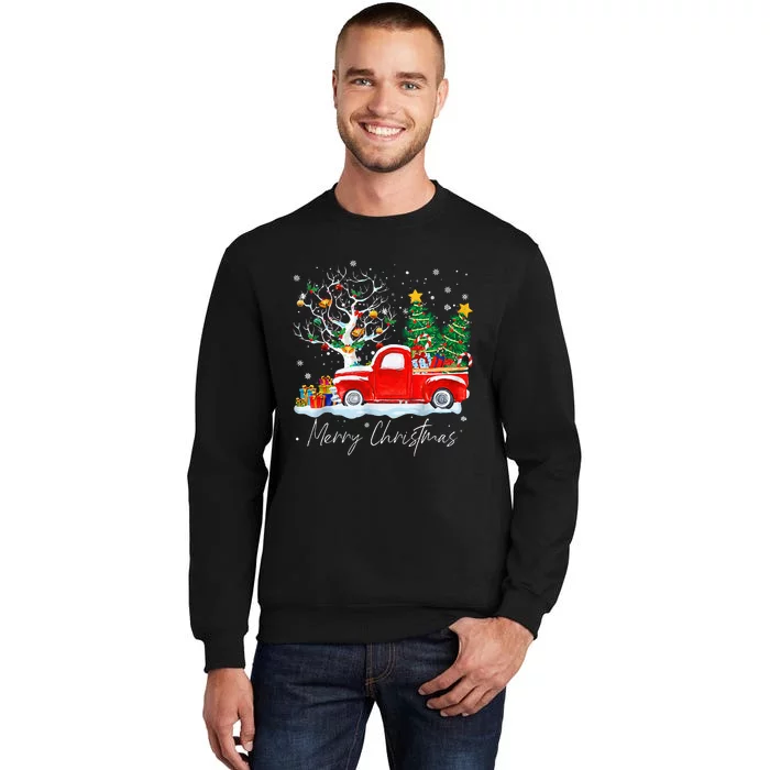 Vintage Wagon Red Truck Christmas Tree Pajama Gift Tall Sweatshirt