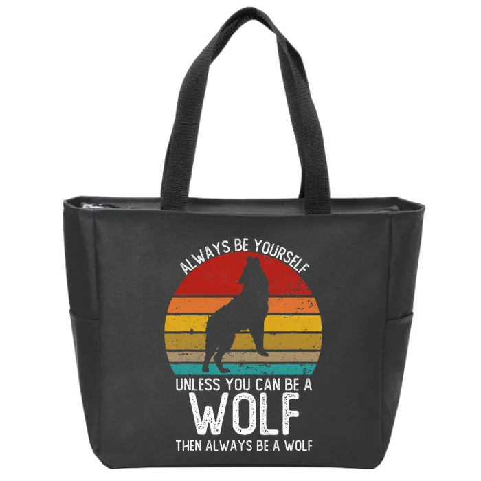 Vintage Wolf Spirit Animal Zip Tote Bag