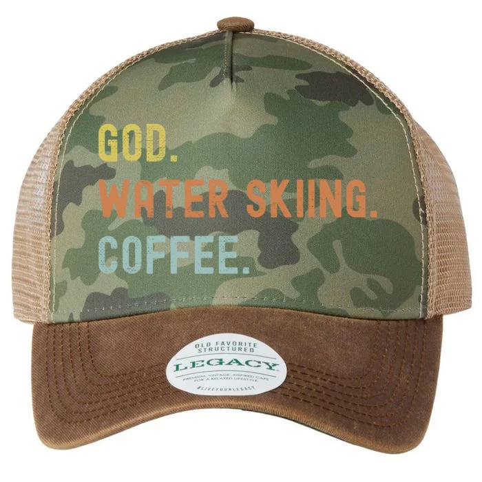 Vintages Water Skiing And Coffee Distressed Gift Legacy Tie Dye Trucker Hat