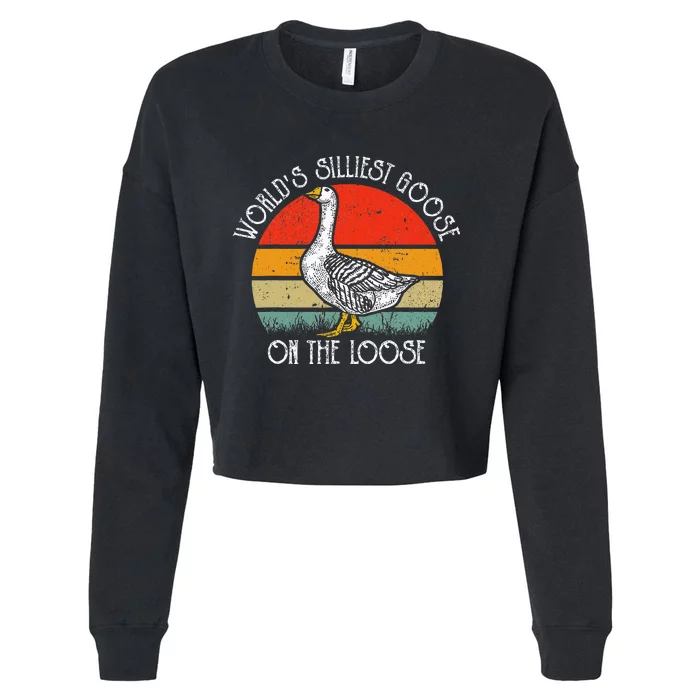 Vintage WorldS Silliest Goose On The Loose Funny Cropped Pullover Crew