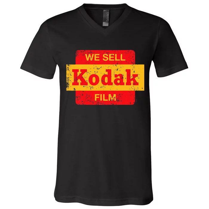 Vintage We Sell Kodak Film Retail Sign V-Neck T-Shirt