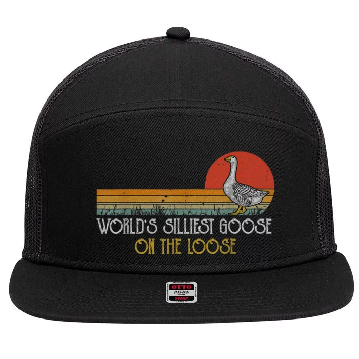 Vintage World's Silliest Goose On The Loose Funny 7 Panel Mesh Trucker Snapback Hat