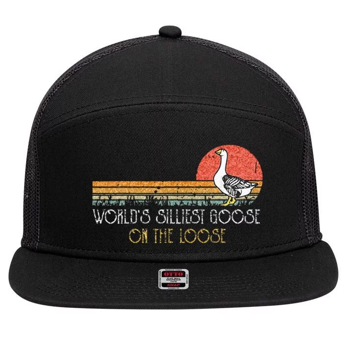 Vintage Worlds Silliest Goose On The Loose Funny 7 Panel Mesh Trucker Snapback Hat