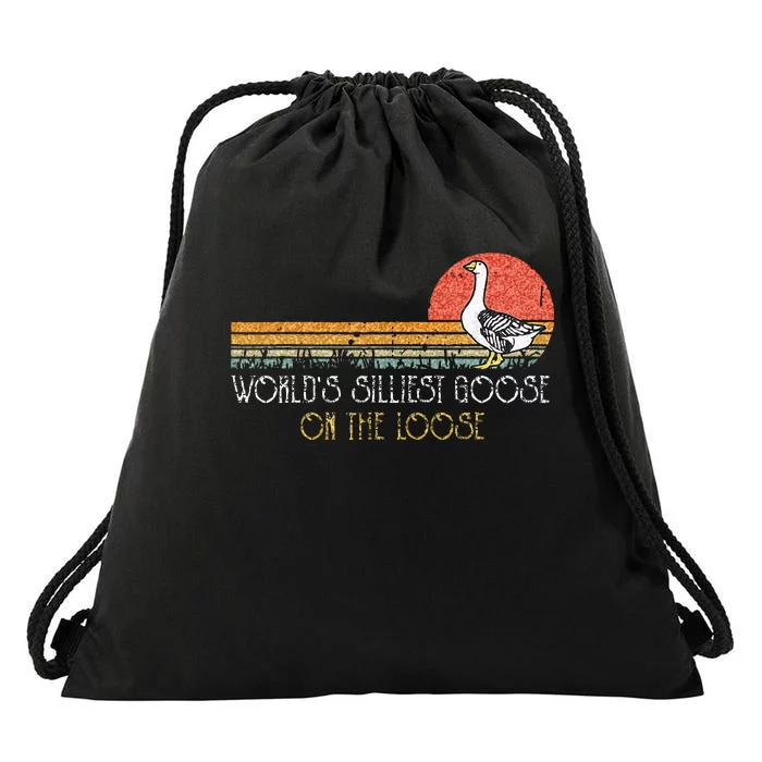 Vintage Worlds Silliest Goose On The Loose Funny Drawstring Bag