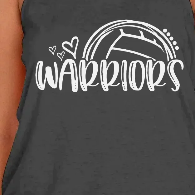 Volleyball Warriors School Sports Fan Team Spirit Women's Knotted Racerback Tank