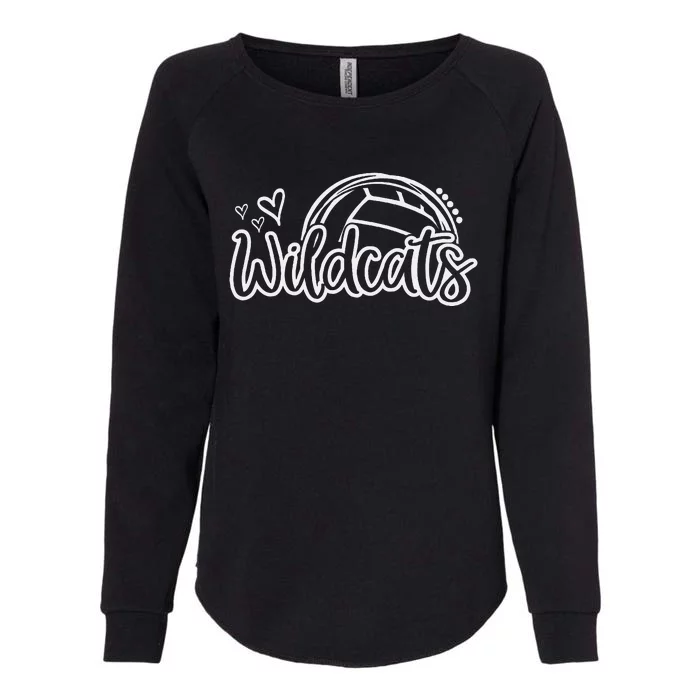 Volleyball Wildcats School Sports Fan Team Spirit Womens California Wash Sweatshirt