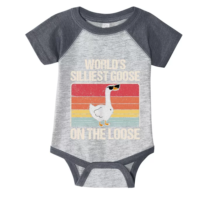 Vintage Worlds Silliest Goose On The Loose Funny Saying Infant Baby Jersey Bodysuit