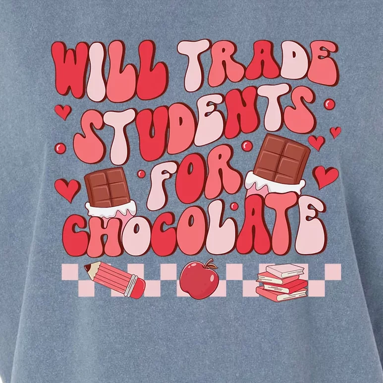 Valentines Will Trade Students For Chocolate Teacher Garment-Dyed Women's Muscle Tee