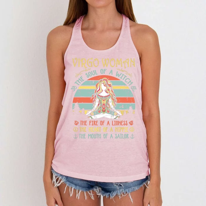 Virgo Woman The Soul Of A Witch Vintage Birthday Women's Knotted Racerback Tank