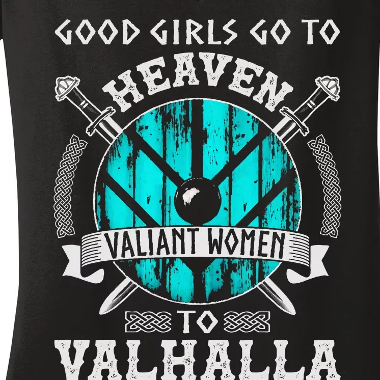 Valiant Women Valhalla Norse Viking Lagertha Shield Maiden Women's V-Neck T-Shirt