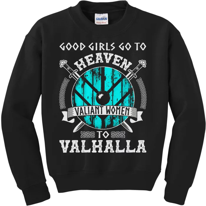 Valiant Women Valhalla Norse Viking Lagertha Shield Maiden Kids Sweatshirt