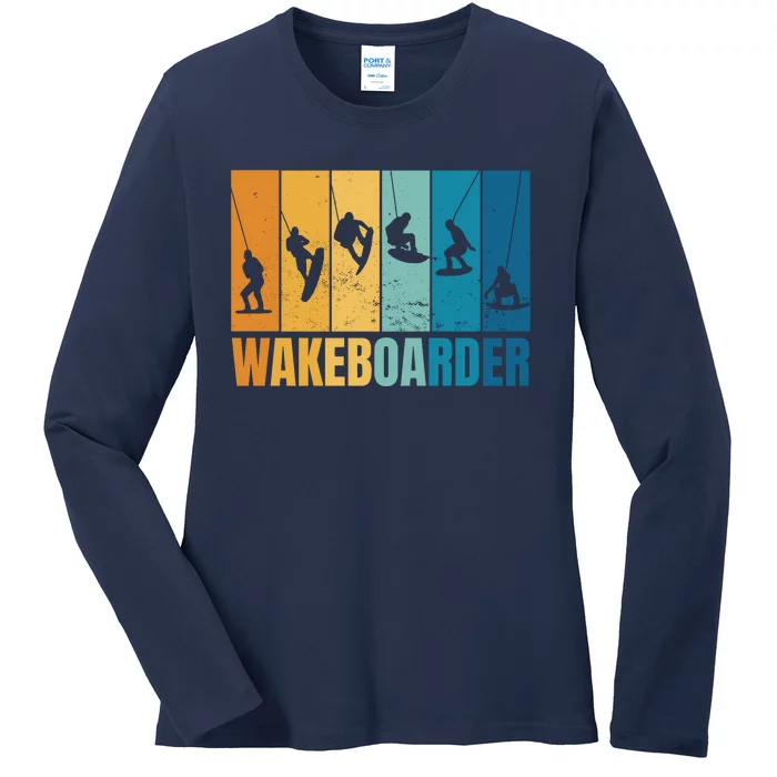 Vintage Wakeboarder Ladies Long Sleeve Shirt