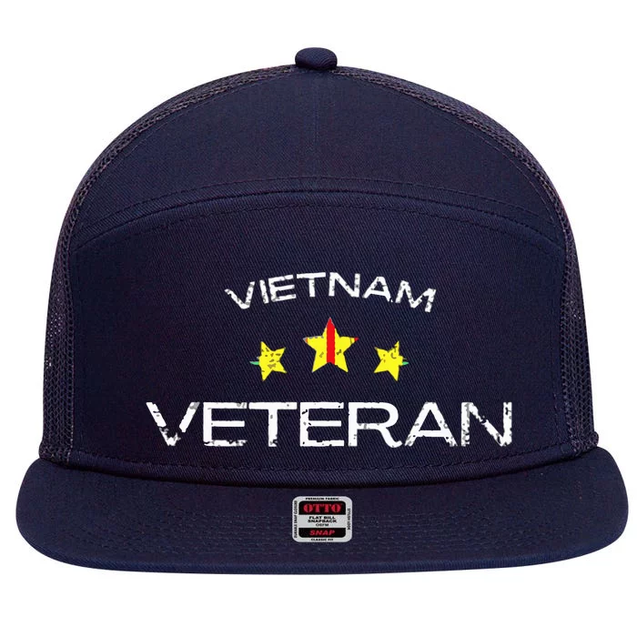 Vietnam War Veteran 7 Panel Mesh Trucker Snapback Hat