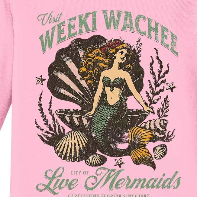 Visit Weeki Wachee City Of Mermaids Florida 1947 Tourist Baby Long Sleeve Bodysuit