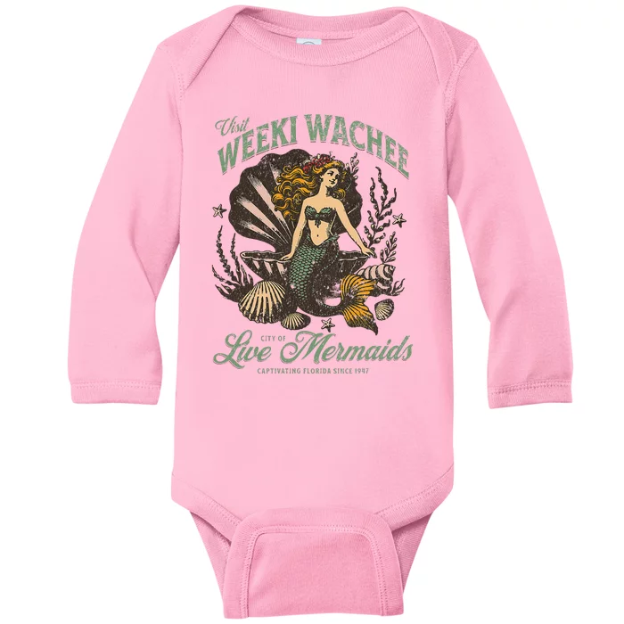 Visit Weeki Wachee City Of Mermaids Florida 1947 Tourist Baby Long Sleeve Bodysuit