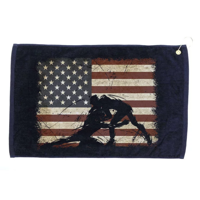 Vintage Wrestling Wrestle American Flag Usa Flag Wrestler Gift Grommeted Golf Towel