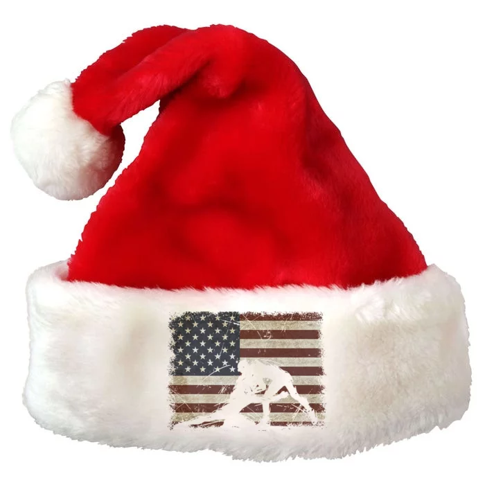 Vintage Wrestling Wrestle American Flag Usa Flag Wrestler Gift Premium Christmas Santa Hat