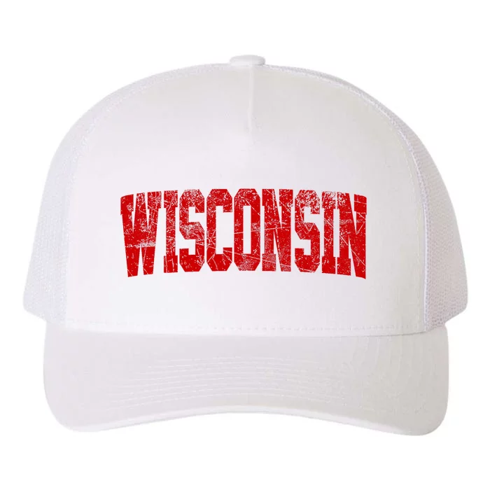 Vintage Wisconsin Wisconsin Red Retro Wisconsin Yupoong Adult 5-Panel Trucker Hat