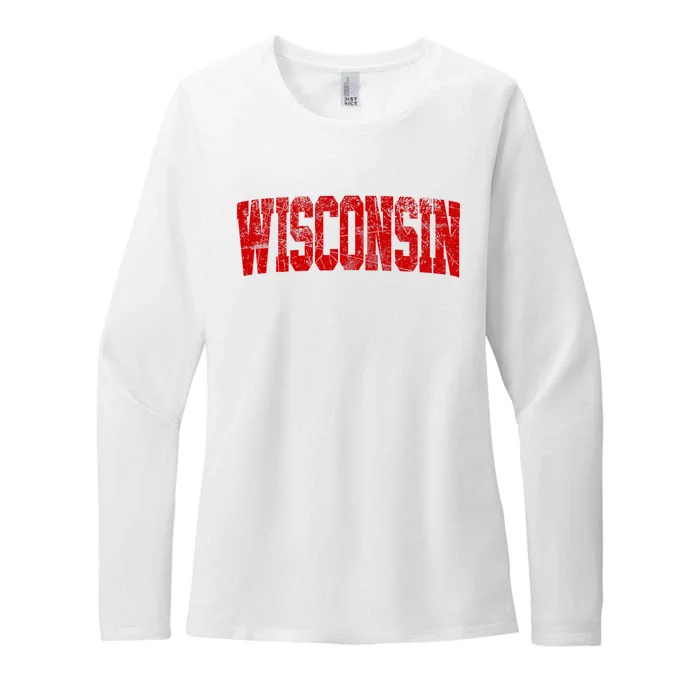 Vintage Wisconsin Wisconsin Red Retro Wisconsin Womens CVC Long Sleeve Shirt