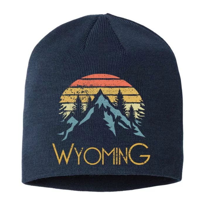 Vintage WY, Wyoming Mountains Outdoor Adventure 8 1/2in Sustainable Knit Beanie