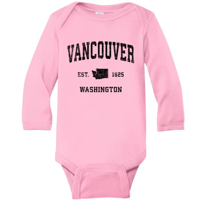 Vancouver Washington Wa Vintage Established Sports Design Baby Long Sleeve Bodysuit