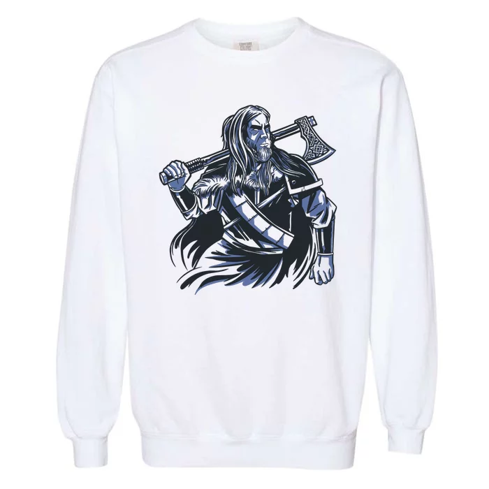 Viking Warrior With Axe Garment-Dyed Sweatshirt