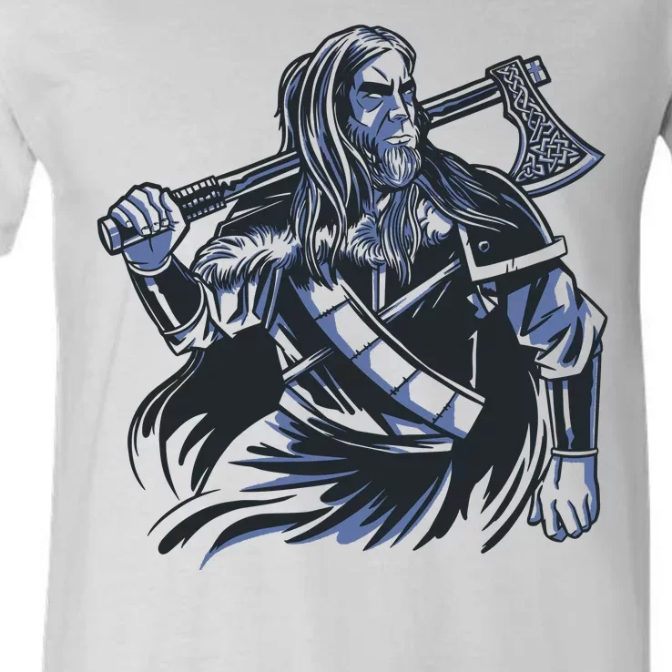 Viking Warrior With Axe V-Neck T-Shirt