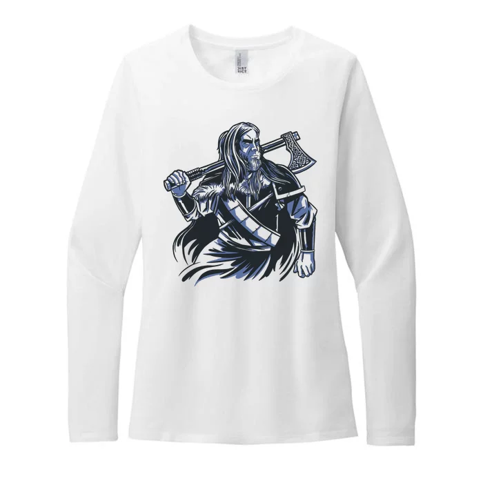 Viking Warrior With Axe Womens CVC Long Sleeve Shirt