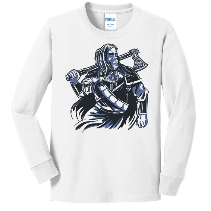 Viking Warrior With Axe Kids Long Sleeve Shirt