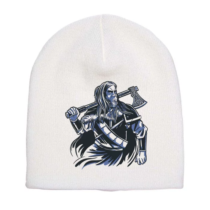 Viking Warrior With Axe Short Acrylic Beanie