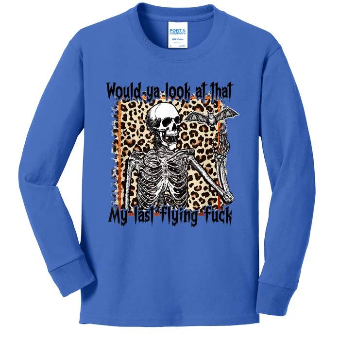 Vintage Would Ya Look At That My Last Flying Fuck Halloween Gift Kids Long Sleeve Shirt