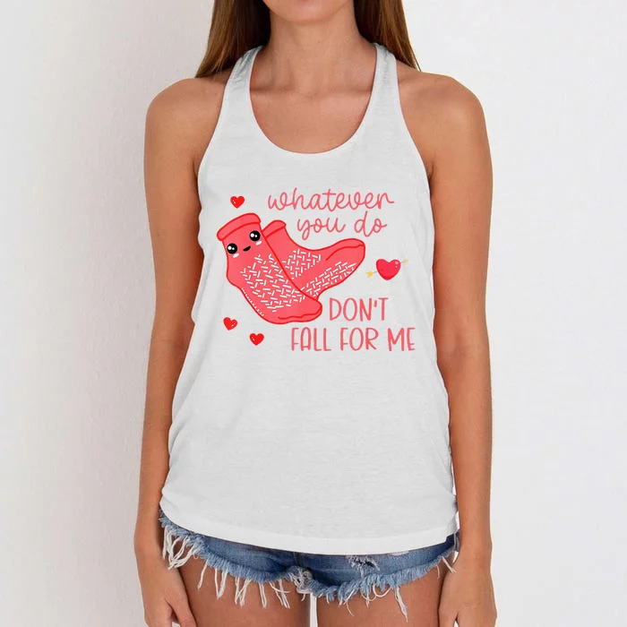 Valentine Whatever You Do DonT Fall For Me Rn Pct Cna Nurse Women's Knotted Racerback Tank