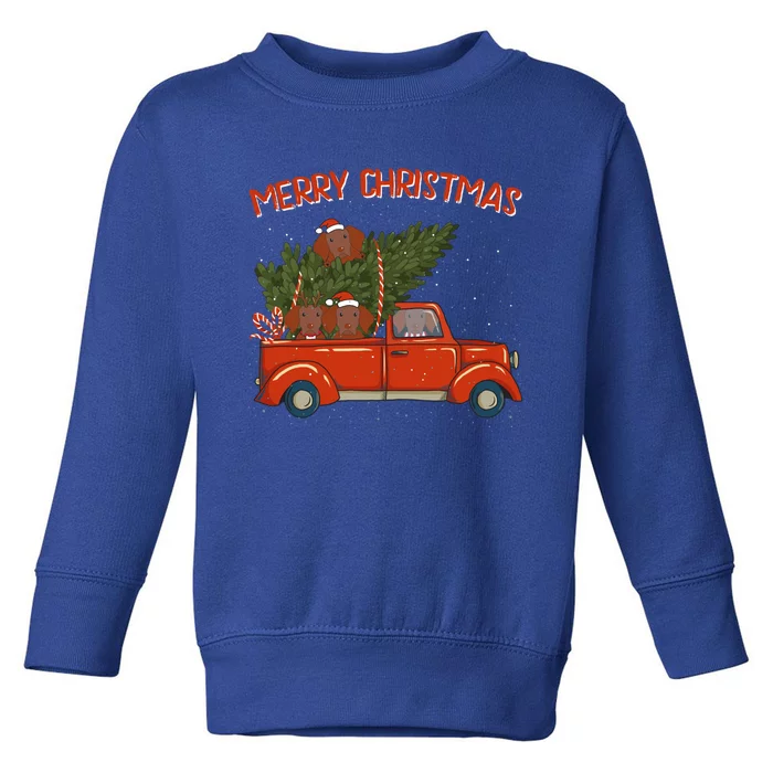 Viszla Xmas Vintage Red Pickup Retro Truck Cool Gift Toddler Sweatshirt