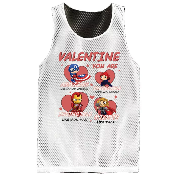 Valentine You Are Chibi Style Superheroes Funny Trending Cute Gift Idea Mesh Reversible Basketball Jersey Tank