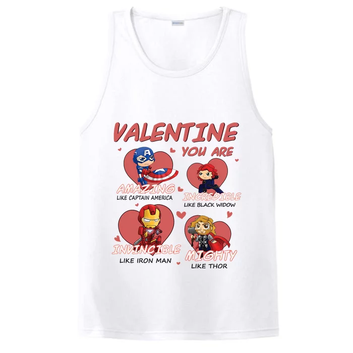 Valentine You Are Chibi Style Superheroes Funny Trending Cute Gift Idea Performance Tank